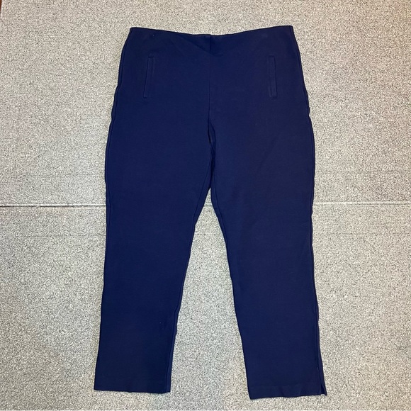 Chicos Pants Womens Size 2.5 US 14 Blue Elastic Waist Pull Ankle Pockets - Picture 1 of 8
